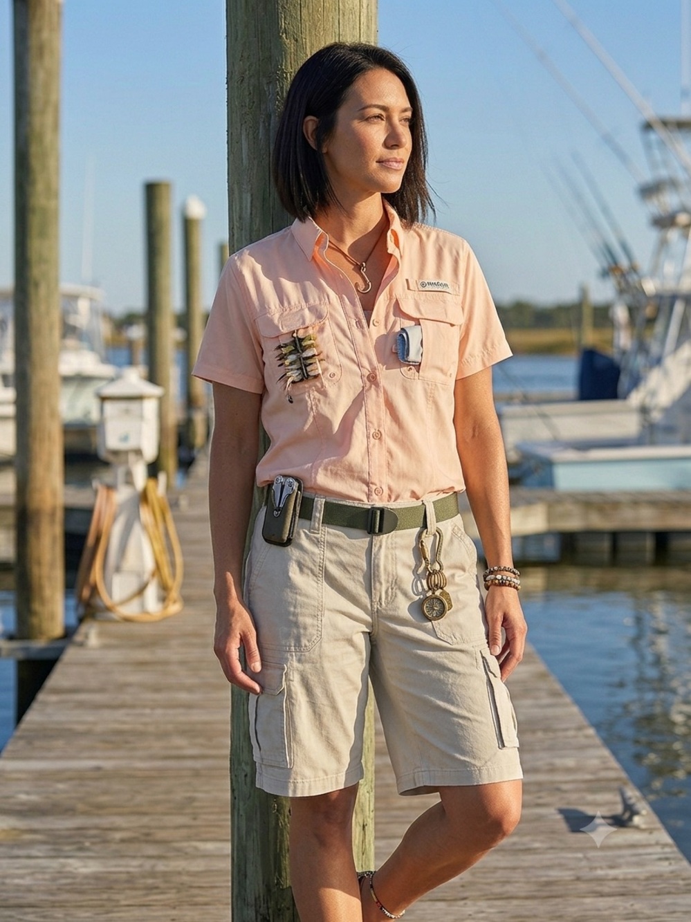 Magellan Outdoors Women’s Peach Short Sleeve Fishing Shirt Size S Like New